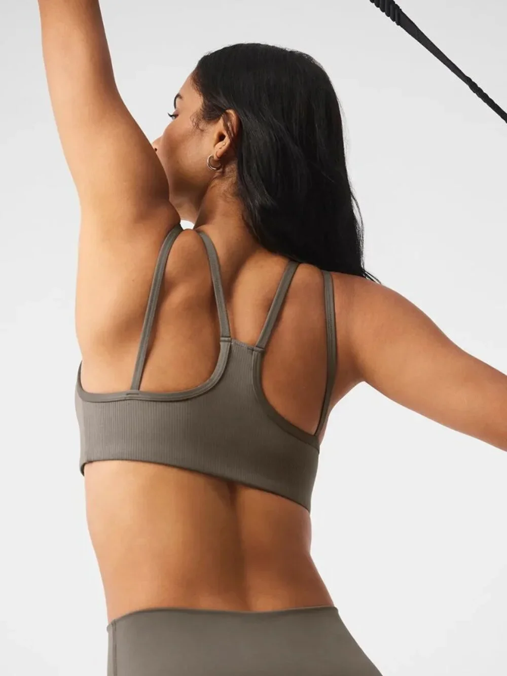 Alo Yoga Ribbed Jump Start V-Neck Bra in Sage / Green Sz. M